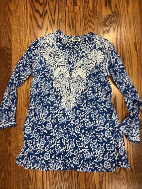 Lolli Navy Floral Embroidered V-Neck Tunic